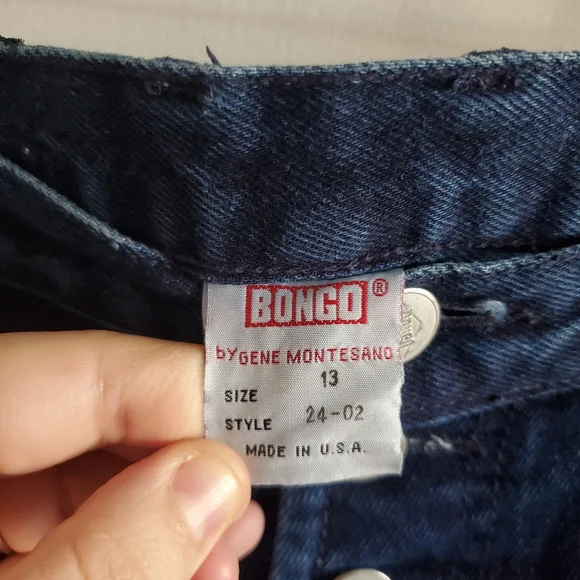 VTG BONGO Dark Denim shorts Size 13 Jrs Button Fly High Waist Sailor Western - Picture 9 of 13